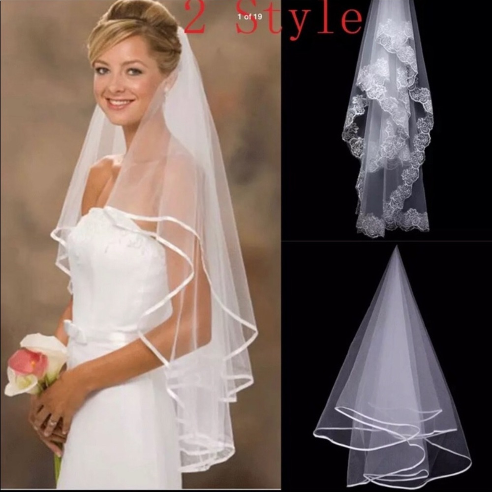 New beautiful 2T satin edge wedding veil